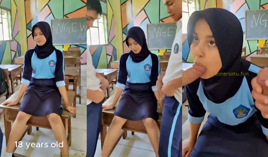 Siswa SMA Seragam Main di Kelas dengan Dua Cowok Ganteng